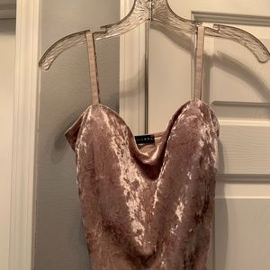 Jlux Mauve Crushed Velvet Bodysuit.